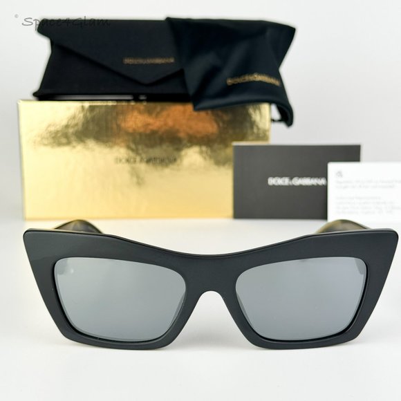 D&G Women Sunglasses Matte Black Grey Mirrored Cat Eye DG4435 25256G BRAND NEW - Picture 3 of 9